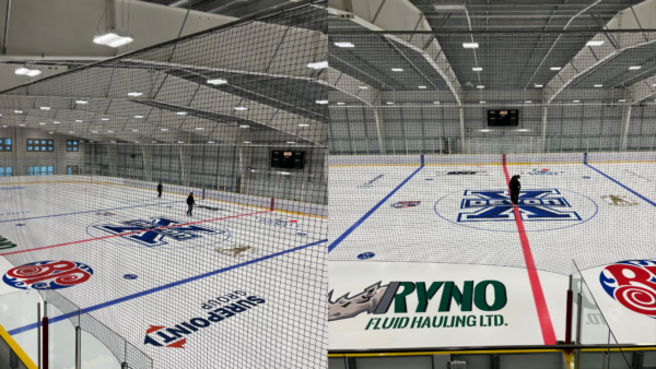 LOGOS BEING INSTALLED AT GFL TWIN ARENA